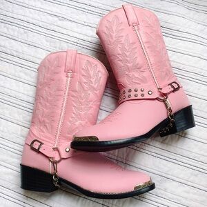Durango Cotton Candy Pink and Chrome Bling Rhinestone Western Boot size Girls 4
